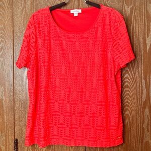 Calvin Klein Women's Stretch Textured Short Sleeve Shirt,‎ XXL, Red, Undershirt